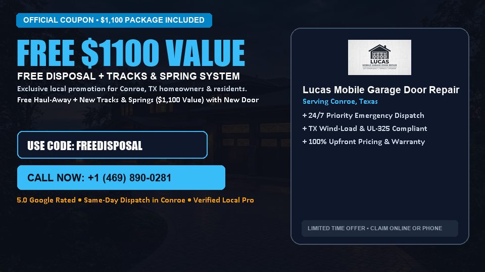 FREE Old Door Haul-Away & Heavy-Duty Tracks in Conroe, TX - Lucas Mobile Garage Door Repair